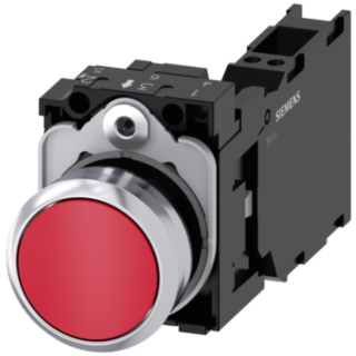 Pushbutton, 22 mm, round, metal, high gloss, red, button, 1 NO + 1 NC