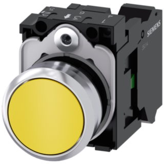Pushbutton, 22 mm, round, metal, high gloss, yellow, button, 1 NO