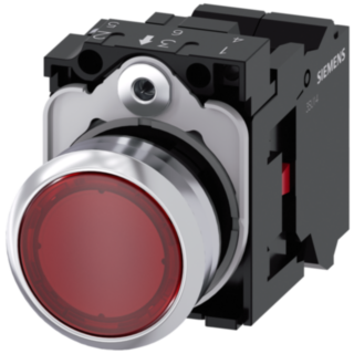 Pushbutton, illuminated, 22 mm, round, metal, high gloss, red, button, 1 NC