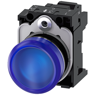 Indicator light, 22 mm, round, metal, high gloss, blue, lens, smooth, 24 V AC/DC