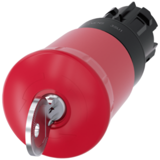 Emergency stop mushroom pushbutton, 22 mm, round, plastic, red, with lock BKS