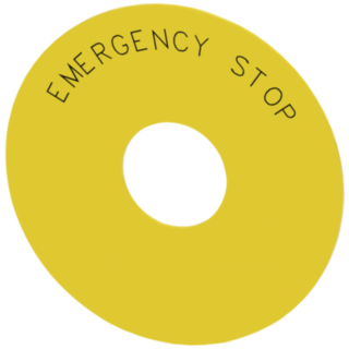 Backing plate round, for emergency stop mushroom pushbutton, yellow: Emergency Stop