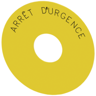 Backing plate round, for emergency stop mushroom pushbutton, yellow: Arret D'URGENCE