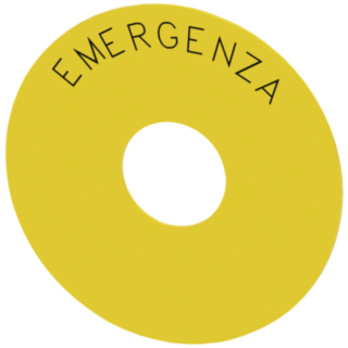 Backing plate for emergency stop mushroom pushbutton, yellow, external d. 75 mm, inside d. 23 mm