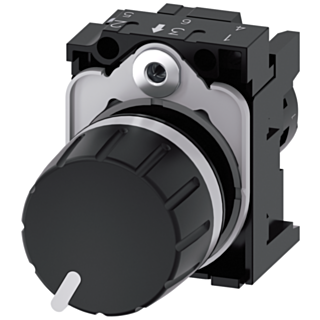Potentiometer, 22 mm, round, plastic, black, 100 kohm, with holder