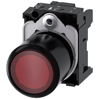 Pushbutton, illuminated, 22 mm, round, plastic, red transparent, button