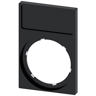 Label holder, square frame at the bottom, black, for labeling plate 12.5x 27 mm