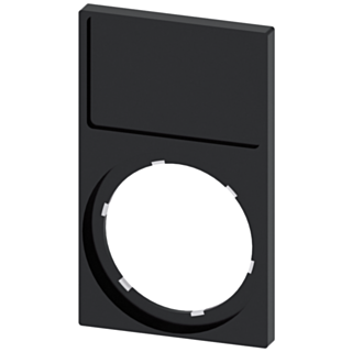 Label holder, square frame at the bottom, black, for labeling plate 17.5x 27 mm