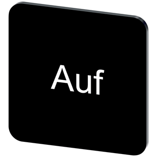 Labeling plate 22 x 22 mm, label black, labeling: Auf