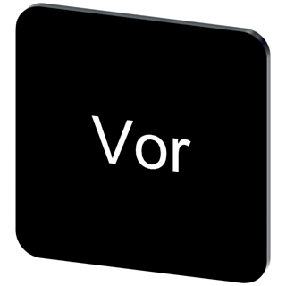 Labeling plate 22 x 22 mm, label black, labeling: Vor