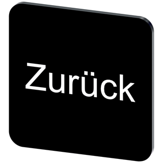 Labeling plate 22 x 22 mm, label black, labeling: Zurück