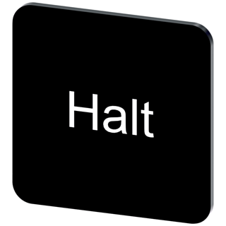 Labeling plate 22 x 22 mm, label black, labeling: Halt