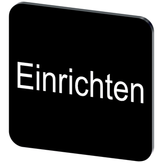 Labeling plate 22 x 22 mm, label black, labeling: Einrichten