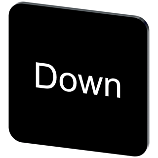 Labeling plate 22 x 22 mm, label black, labeling: Down