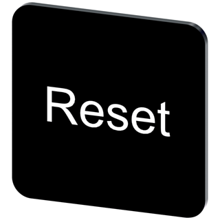 Labeling plate 22 x 22 mm, label black, labeling: Reset