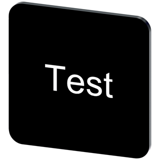 Labeling plate 22 x 22 mm, label black, labeling: Test