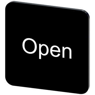 Labeling plate 22 x 22 mm, label black, labeling: Open