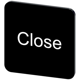 Labeling plate 22 x 22 mm, label black, labeling: Close