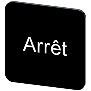 Labeling plate 22 x 22 mm, label black, labeling: Arret