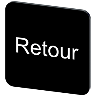 Labeling plate 22 x 22 mm, label black, labeling: RETOUR
