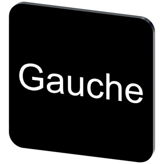 Labeling plate 22 x 22 mm, label black, labeling: GAUCHE