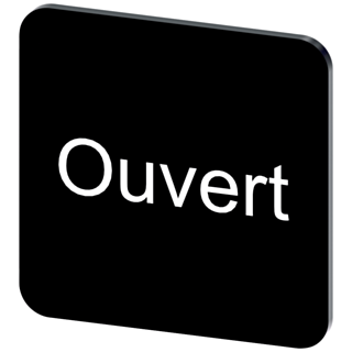 Labeling plate 22 x 22 mm, label black, labeling: OUVERT