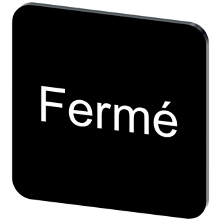 Labeling plate 22 x 22 mm, label black, labeling: FERME