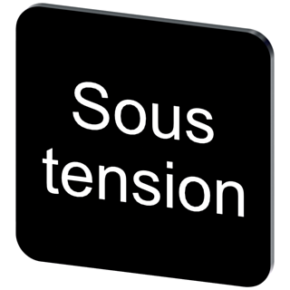 Labeling plate 22 x 22 mm, label black, labeling: SOUS TENSION