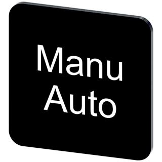 Labeling plate 22 x 22 mm, label black, labeling: Manu Auto