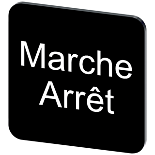 Labeling plate 22 x 22 mm, label black, labeling: Arret-Marche
