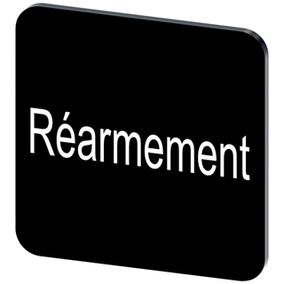 Labeling plate 22 x 22 mm, label black, labeling: REARMEMENT
