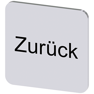 Labeling plate 22x22 mm, silver-colored label, labeling: Zurück