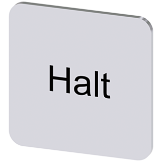 Labeling plate 22x22 mm, silver-colored label, labeling: Halt
