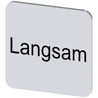 Labeling plate 22x22 mm, silver-colored label, labeling: Langsam
