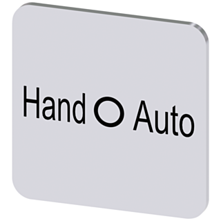 Labeling plate 22x22 mm, silver-colored label, labeling: Hand O Auto