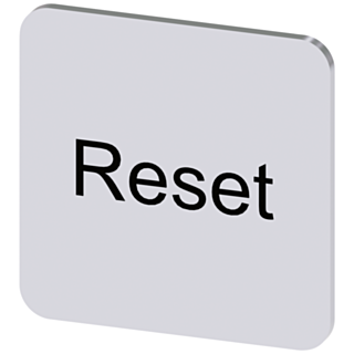 Labeling plate 22x22 mm, silver-colored label, labeling: Reset