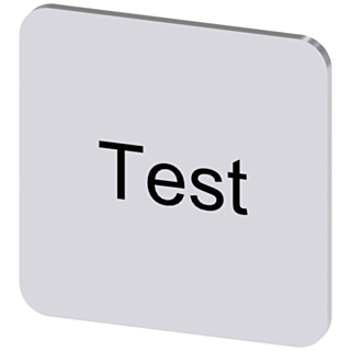 Labeling plate 22x22 mm, silver-colored label, labeling: Test