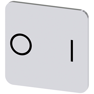 Labeling plate 22x22 mm, silver-colored label, icon: O* I