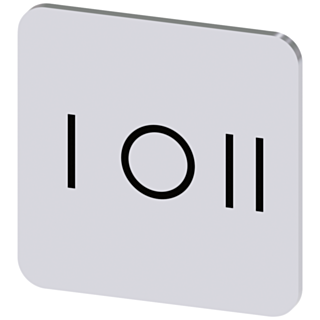 Labeling plate 22x22 mm, silver-colored label, icon: I* O II