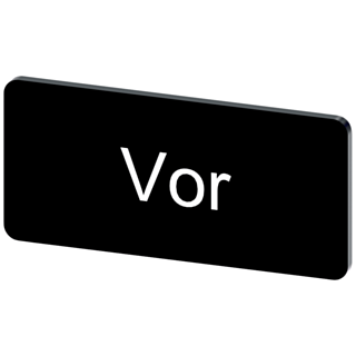 Labeling plate 12.5 x 27 mm, label black, labeling: Vor