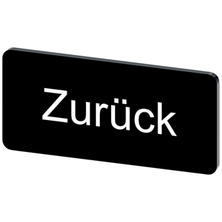Labeling plate 12.5 x 27 mm, label black, labeling: Zurück