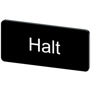 Labeling plate 12.5 x 27 mm, label black, labeling: Halt