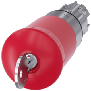 Emergency stop mushroom pushbutton, 22 mm, round, metal, high gloss, red, with BKS lock