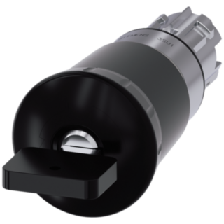 Mushroom pushbutton, 22 mm, round, metal, shiny, black, with Siemens lock