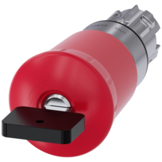 Emergency stop mushroom pushbutton, 22 mm, round, metal, shiny, red, with Siemens lock