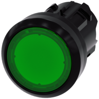Pushbutton, illuminated, 22 mm, round, plastic, green, button