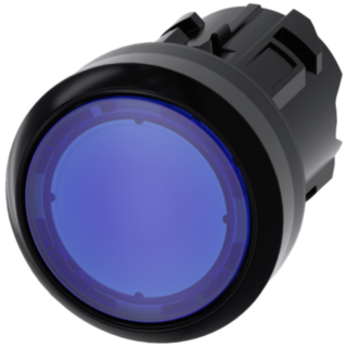 Pushbutton, illuminated, 22 mm, round, plastic, blue, button