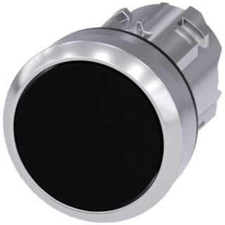 Pushbutton, 22 mm, round, metal, high gloss, black, button