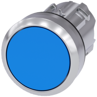 Pushbutton, 22 mm, round, metal, high gloss, blue, button
