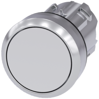 Pushbutton, 22 mm, round, metal, high gloss, white, button